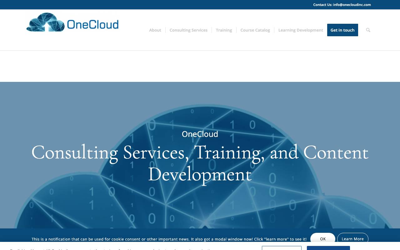 OneCloud website — Home — captured