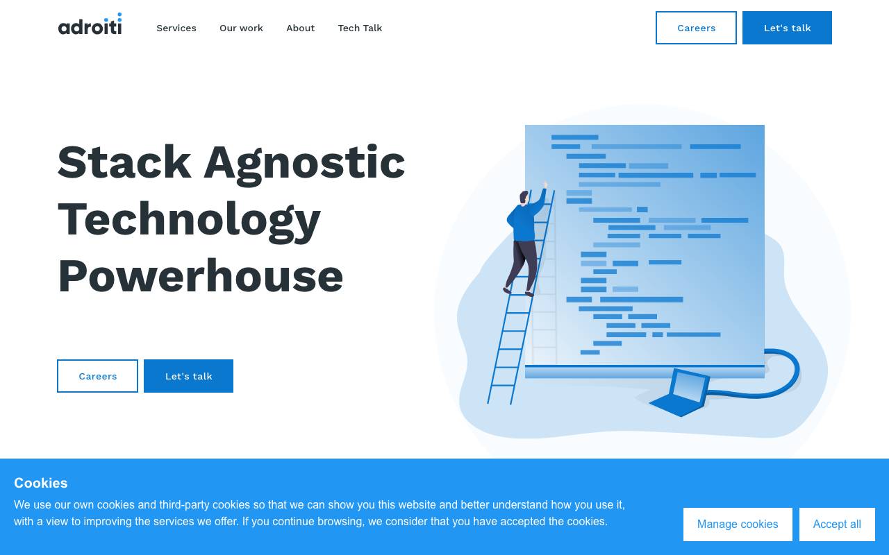 Adroiti Technologies website — Home — captured