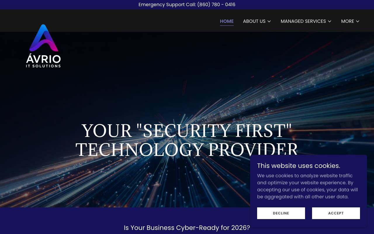Ávrio IT Solutions, LLC website — Home — captured