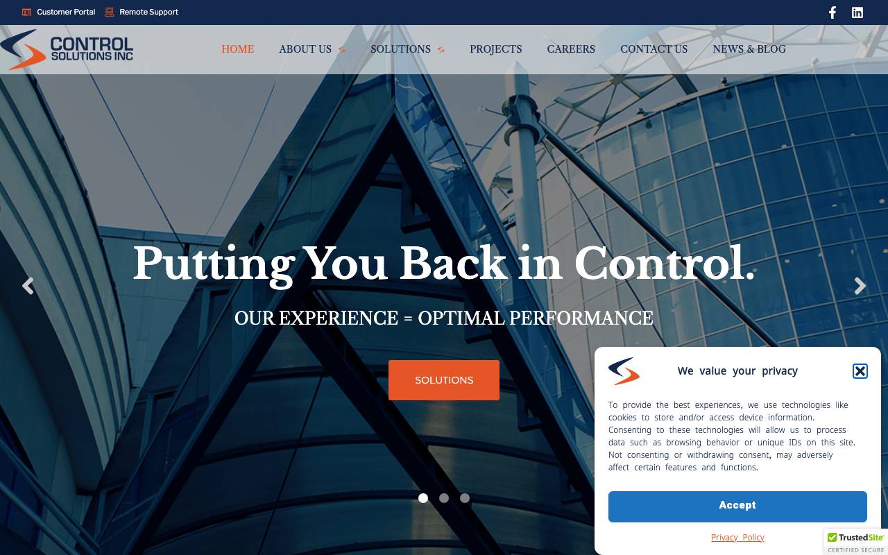 Control Solutions, Inc website — Home — captured