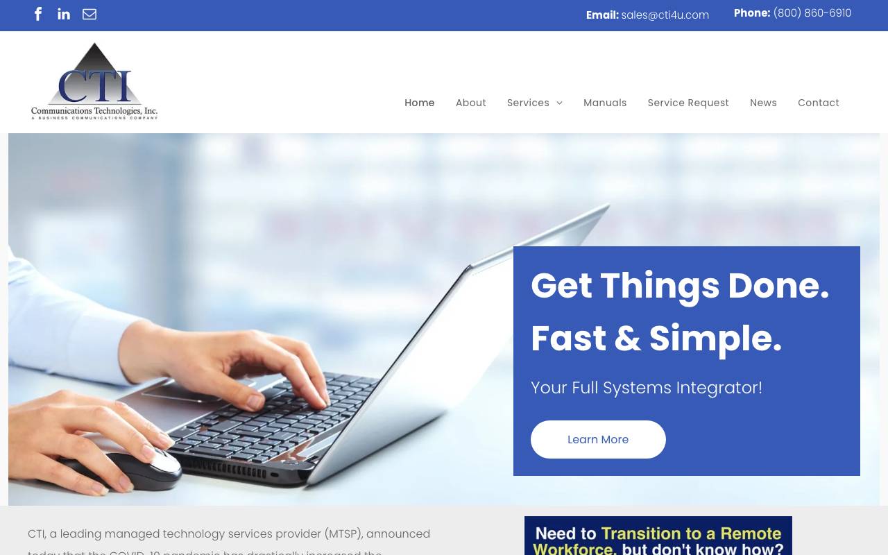 CTI website — Home — captured