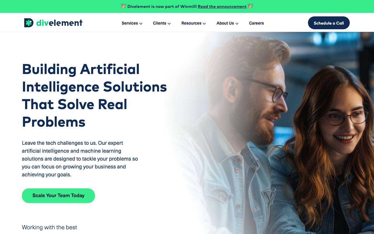 Divelement website — Home — captured