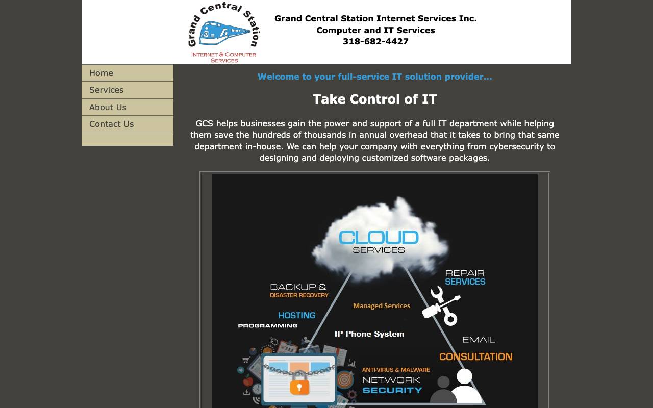 Grand Central Station Internet Services, Inc. website — Home — captured