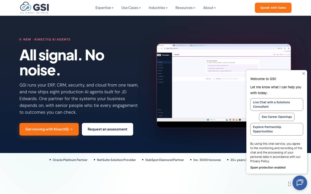 GSI website — Home — captured