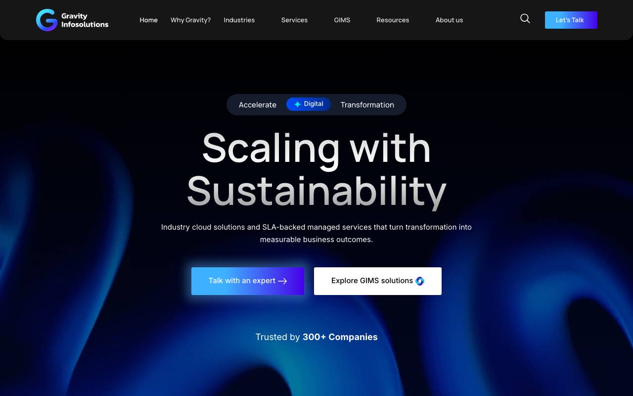 Gravity Infosolutions, Inc. website — Home — captured