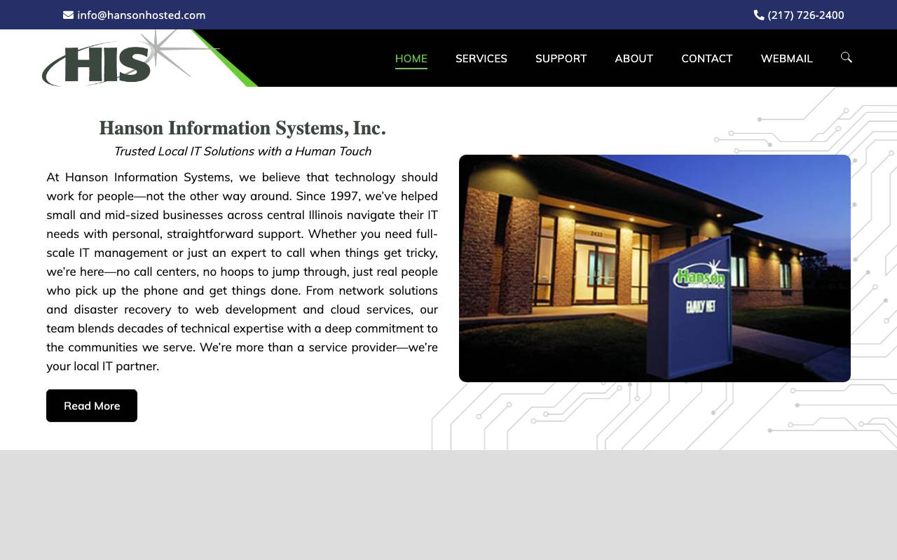 Hanson Information Systems, Inc. website — Home — captured