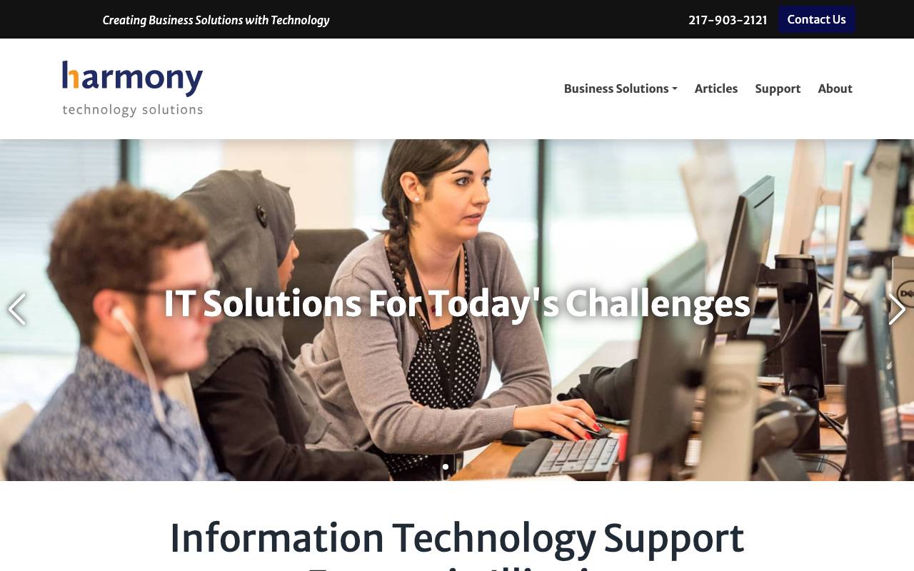 Harmony Technology Solutions website — Home — captured