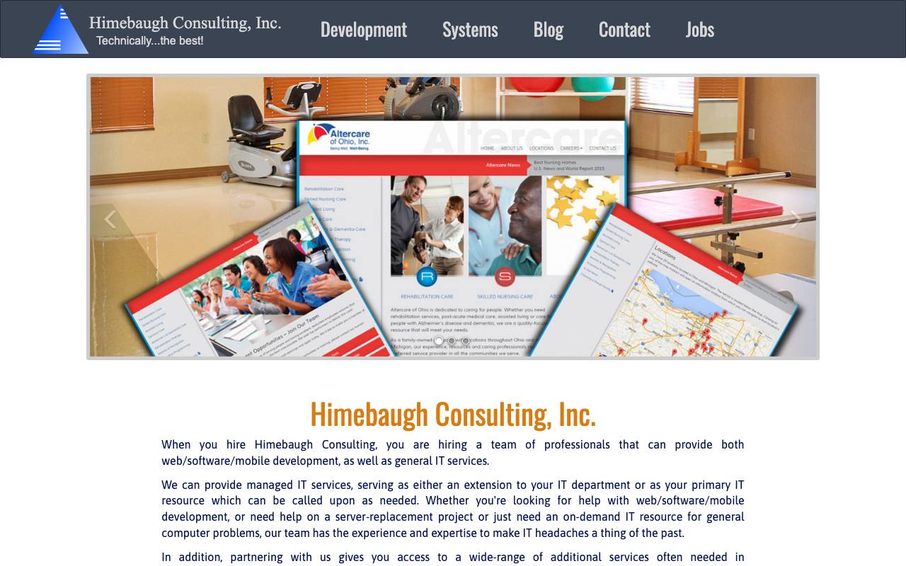 Himebaugh Consulting, Inc. website — Home — captured