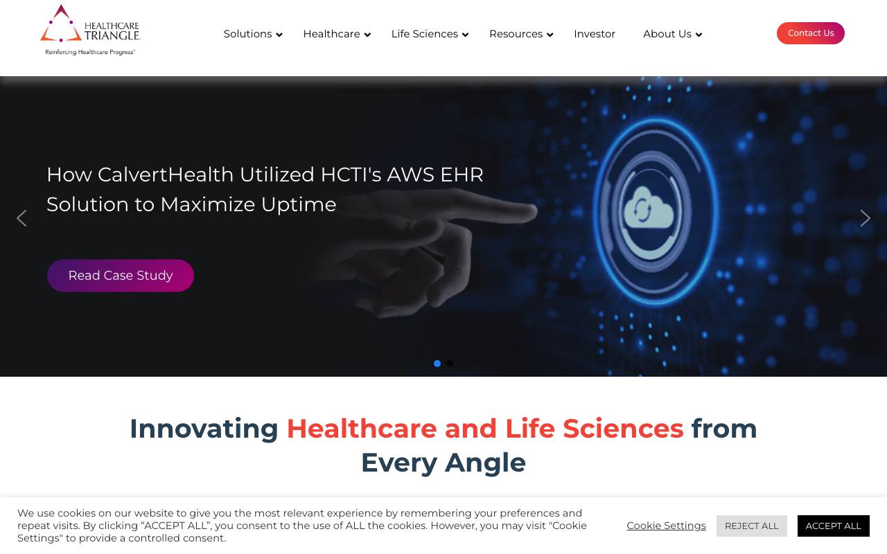 Healthcare Triangle, Inc. website — Home — captured