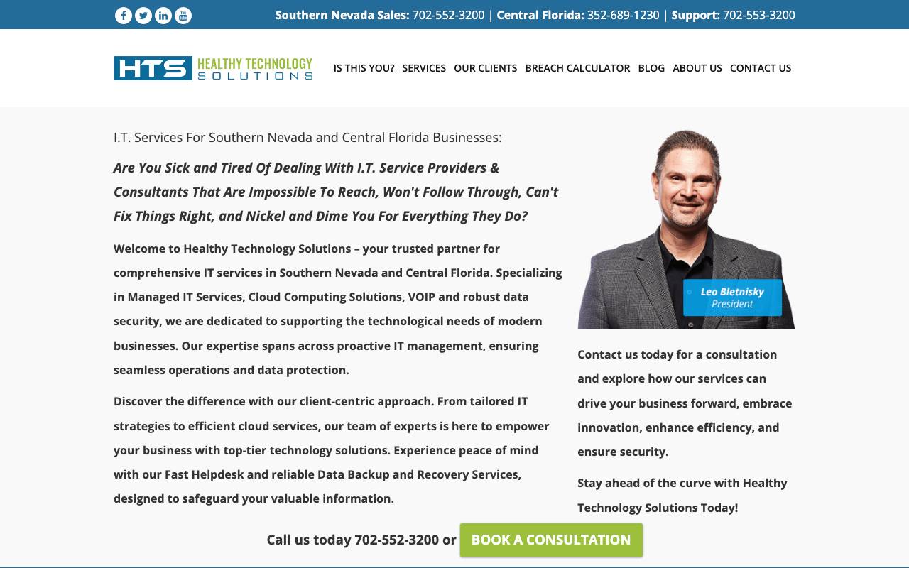 Healthy Technology Solutions website — Home — captured