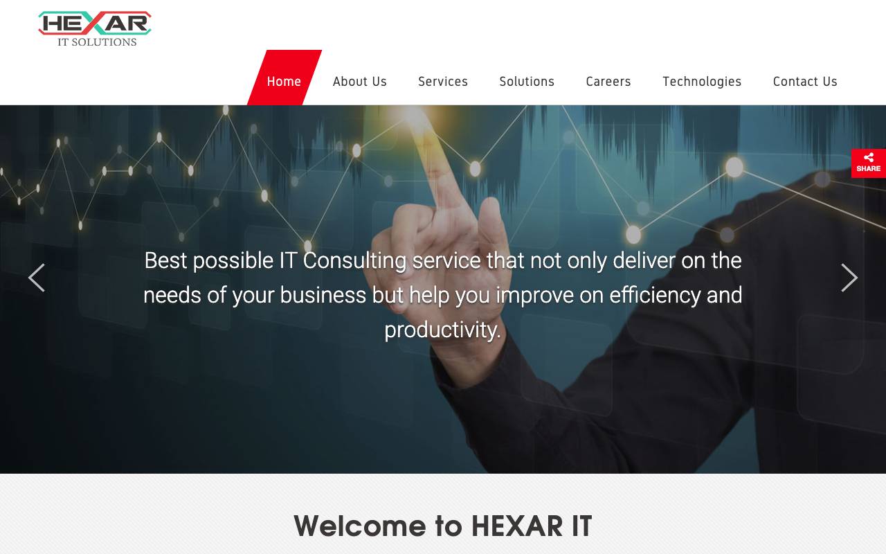 Hexar It Solutions Inc. website — Home — captured
