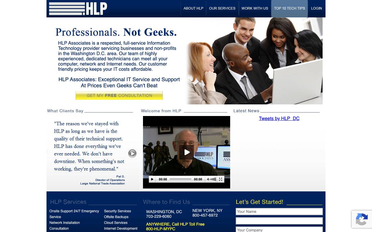 HLP Associates, Inc. website — Home — captured