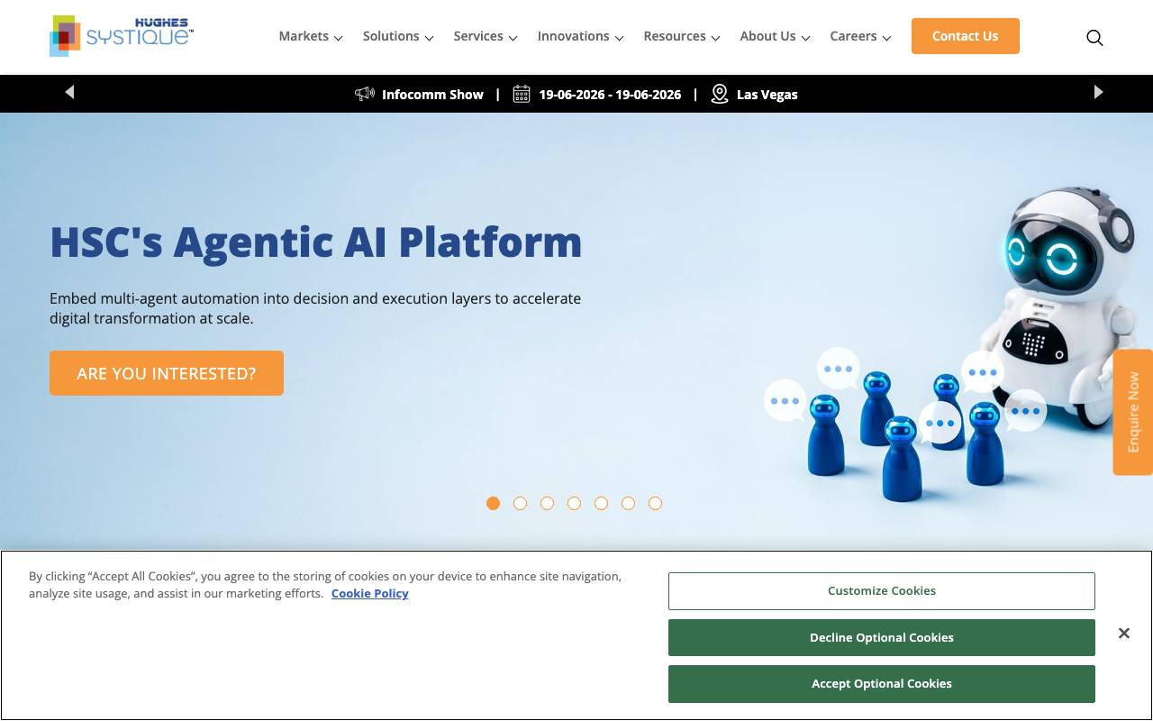 Hughes Systique Corporation (HSC) website — Home — captured
