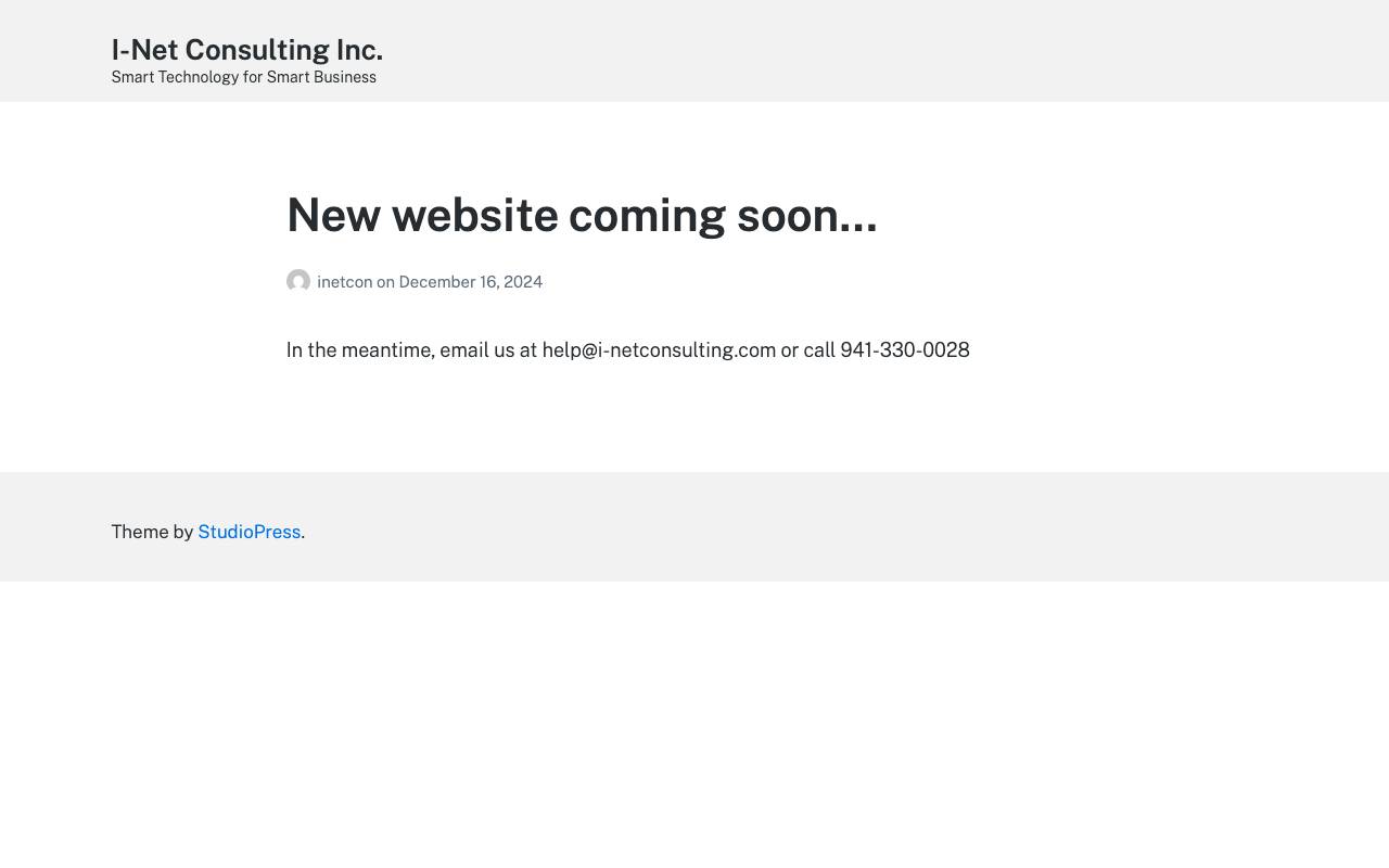 I-Net Consulting Inc. website — Home — captured