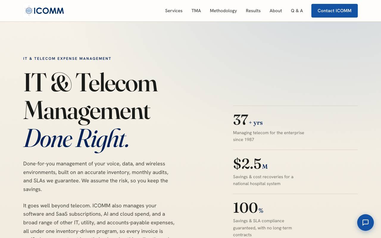 ICOMM, Inc. website — Home — captured