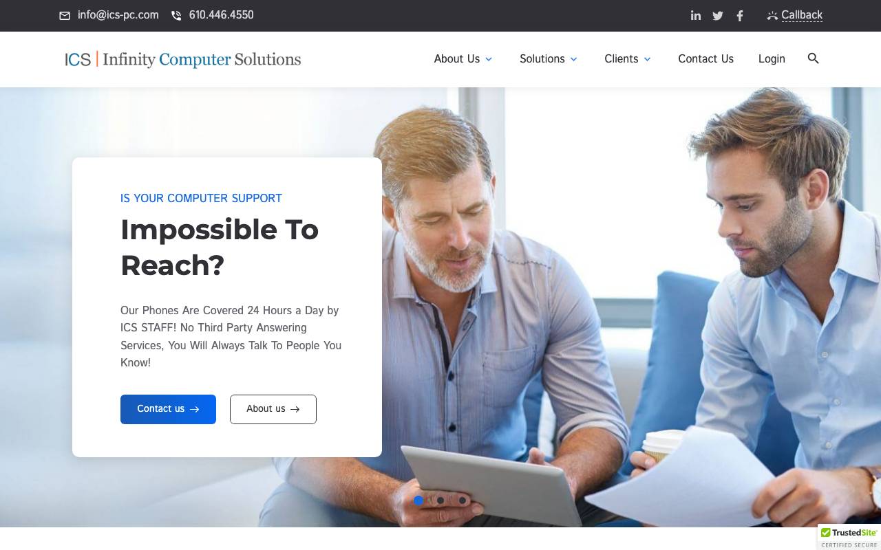 Infinity Computer Solutions (ICS) website — Home — captured