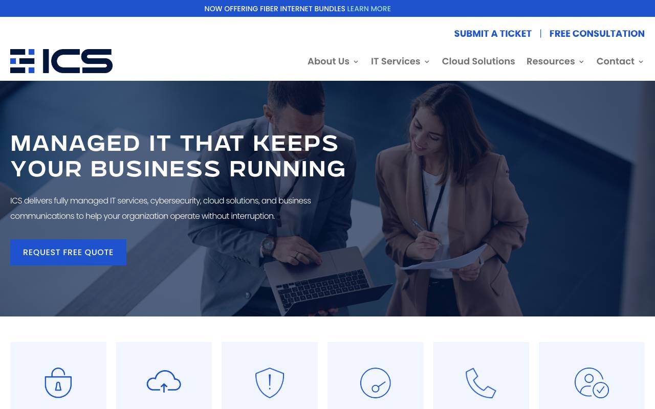 ICS website — Home — captured