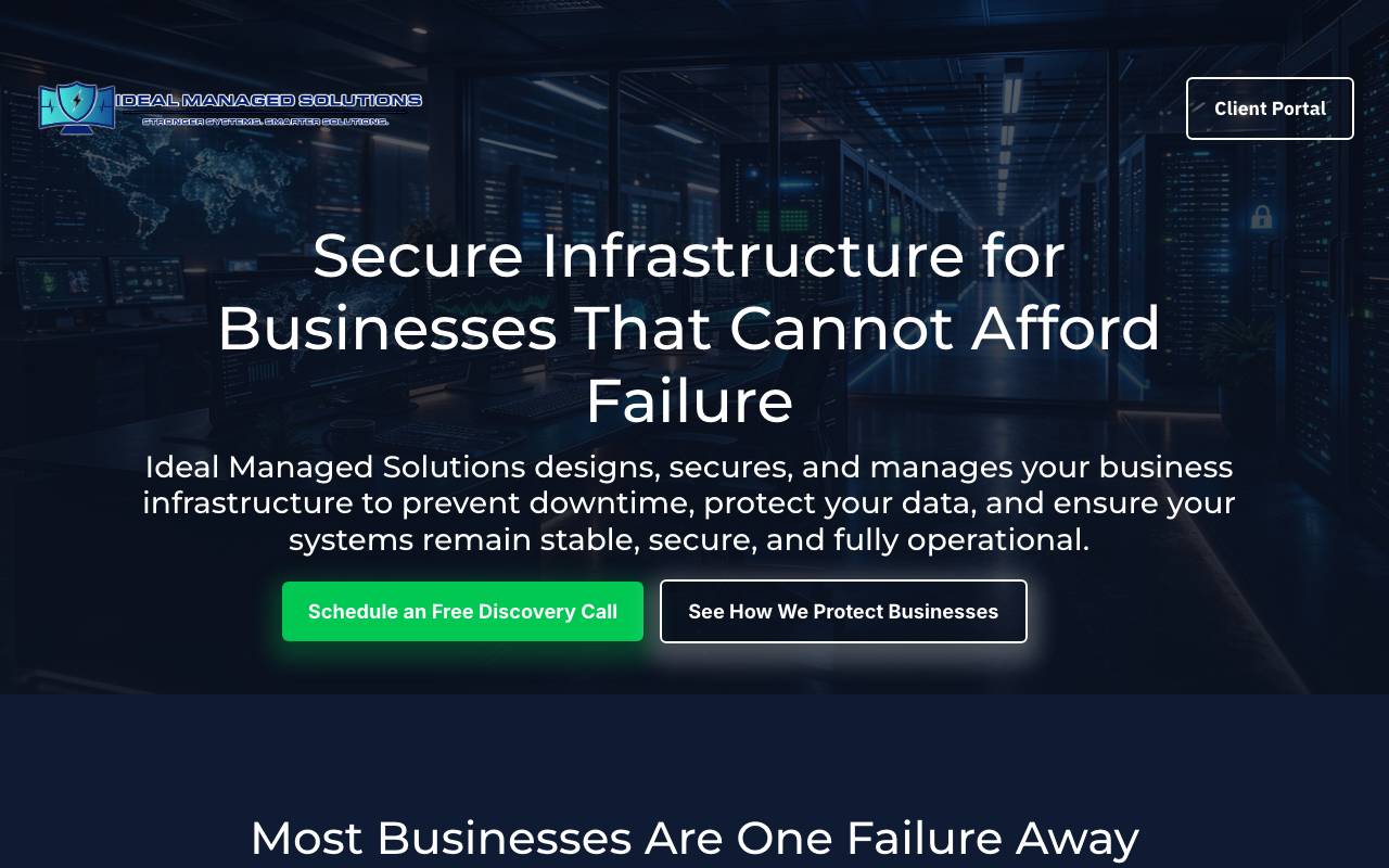 Ideal Managed Solutions website — Home — captured