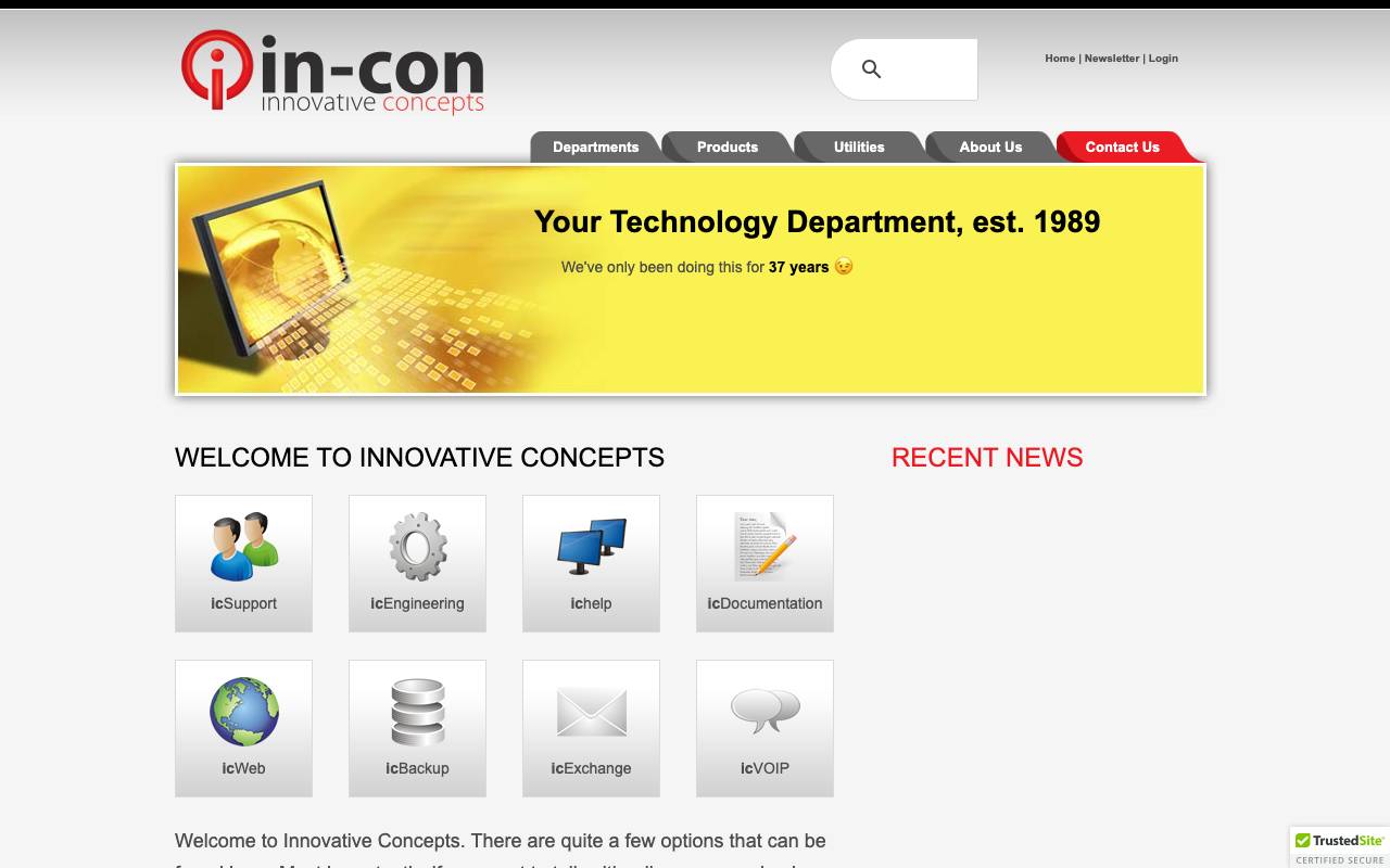 Innovative Concepts, Inc. website — Home — captured