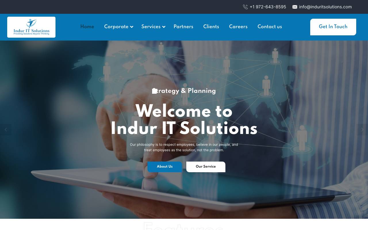 Indur IT Solutions website — Home — captured