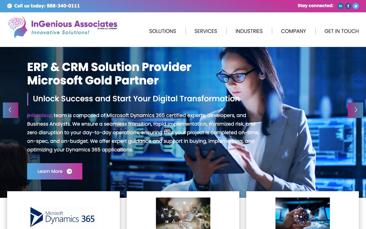 InGenious Associates (3v Data Company) website — Home — captured