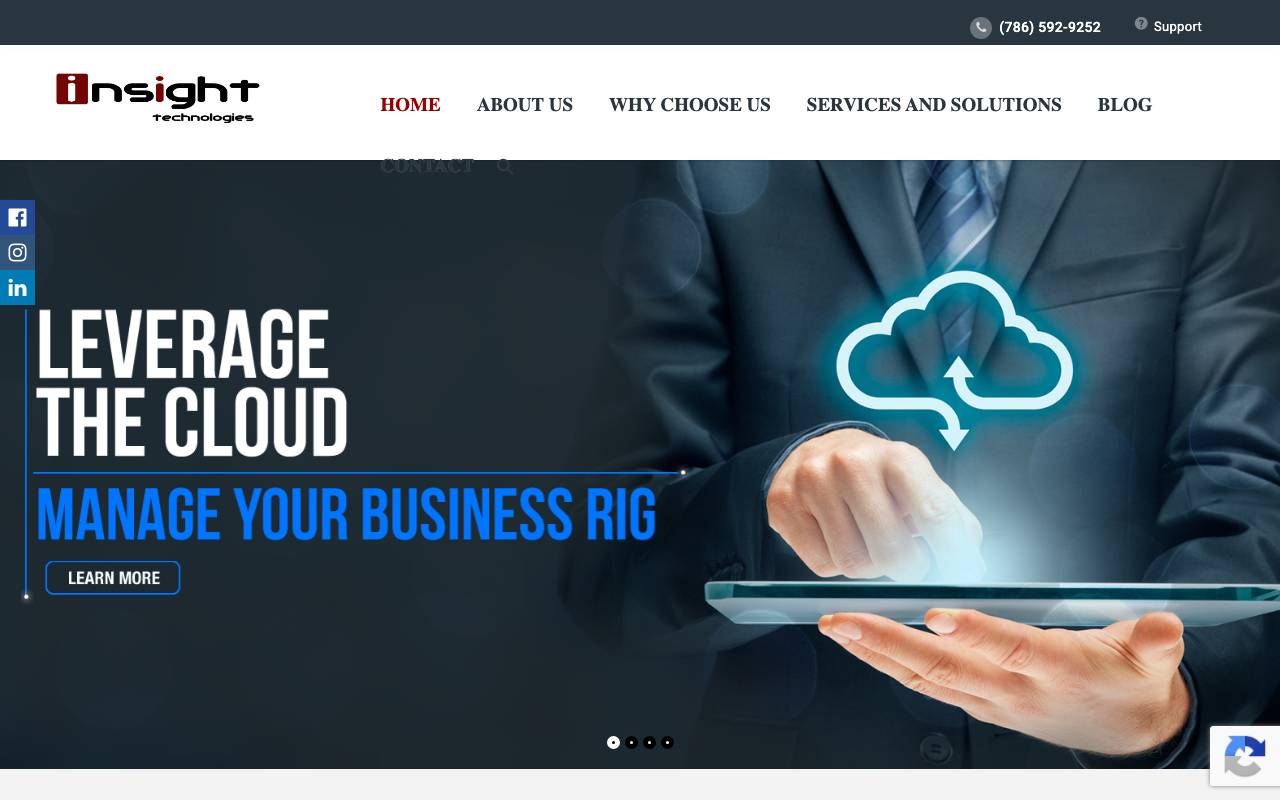 Insight Technologies website — Home — captured