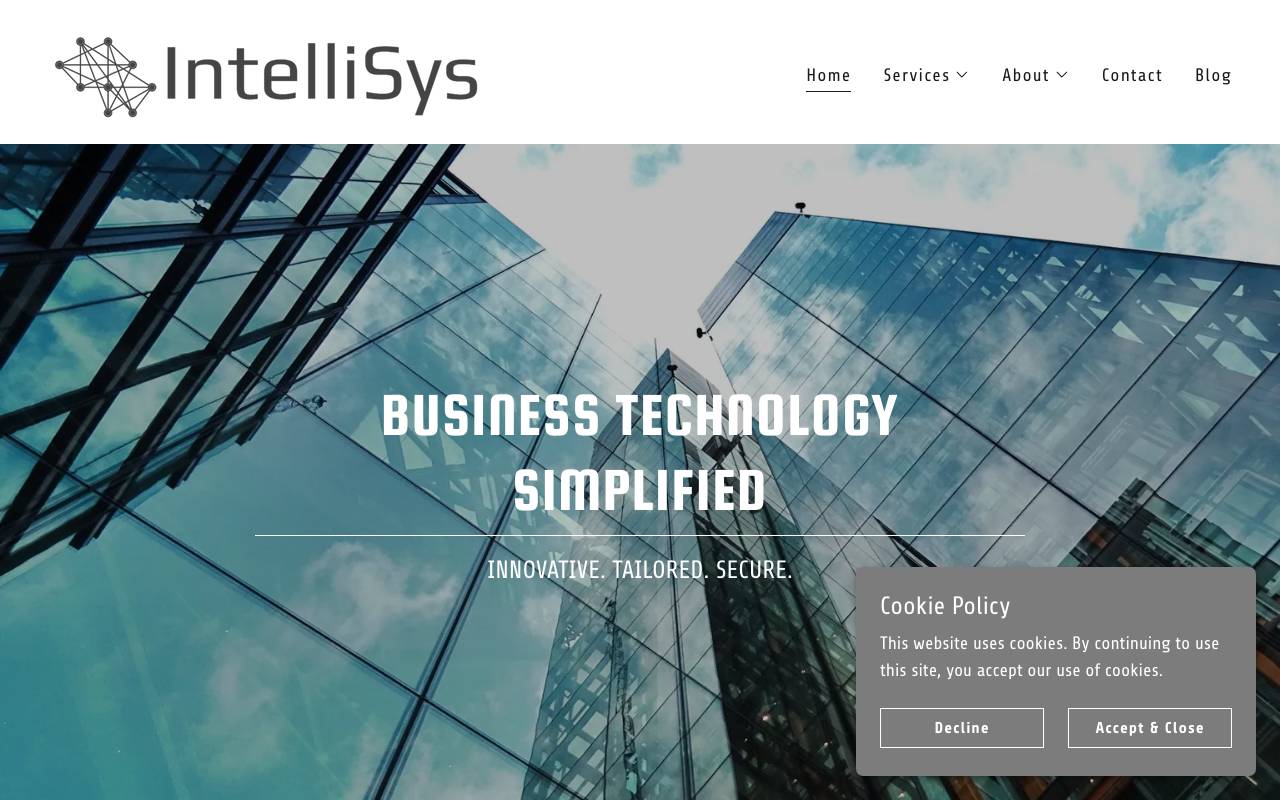 IntelliSys, Inc. website — Home — captured