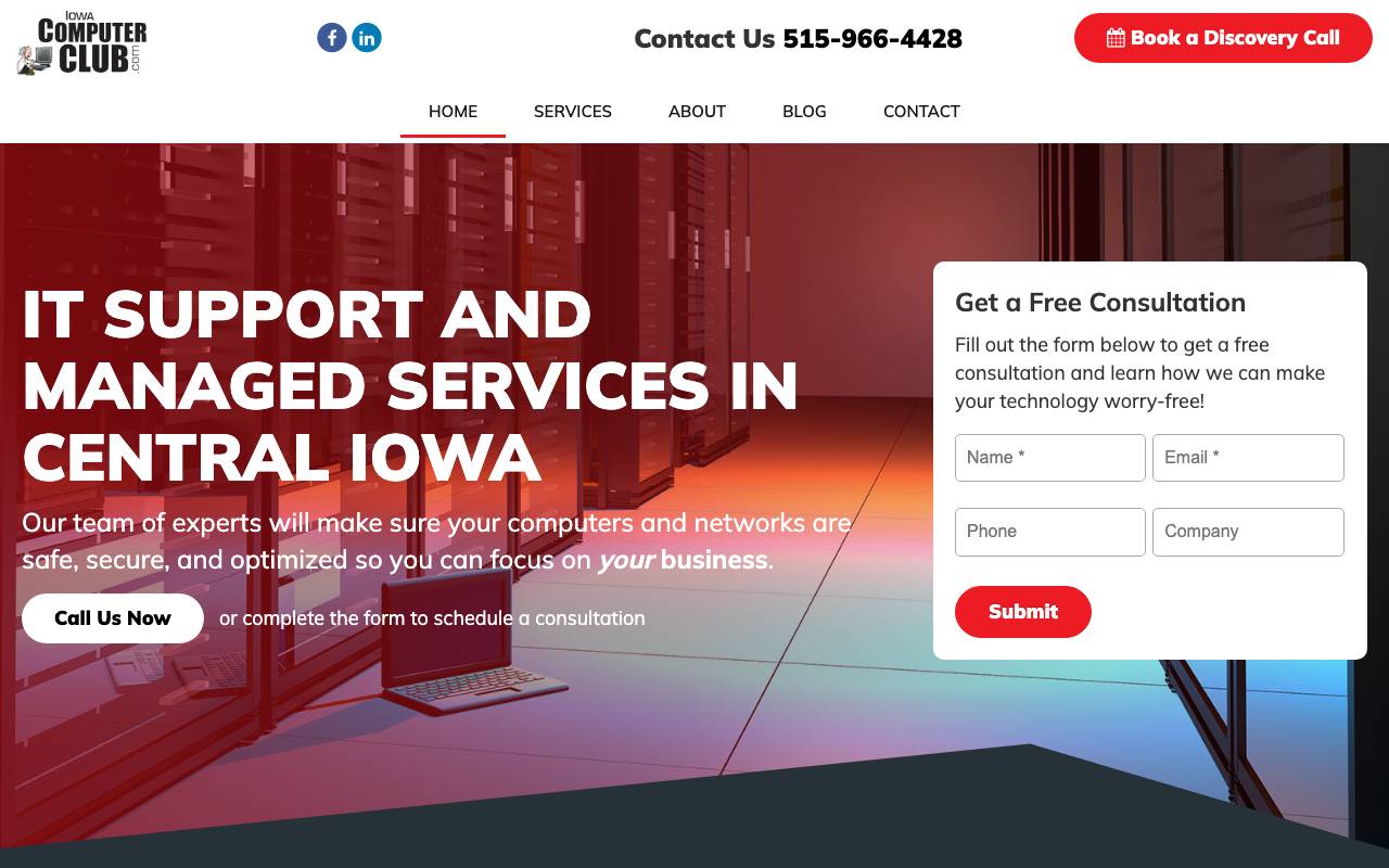 Iowa Computer Club website — Home — captured
