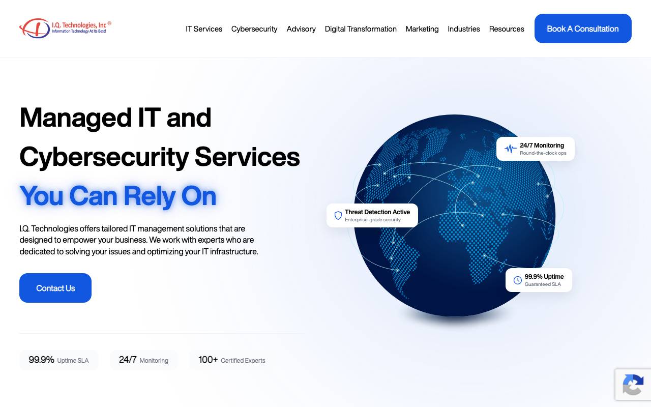 I.Q. Technologies website — Home — captured