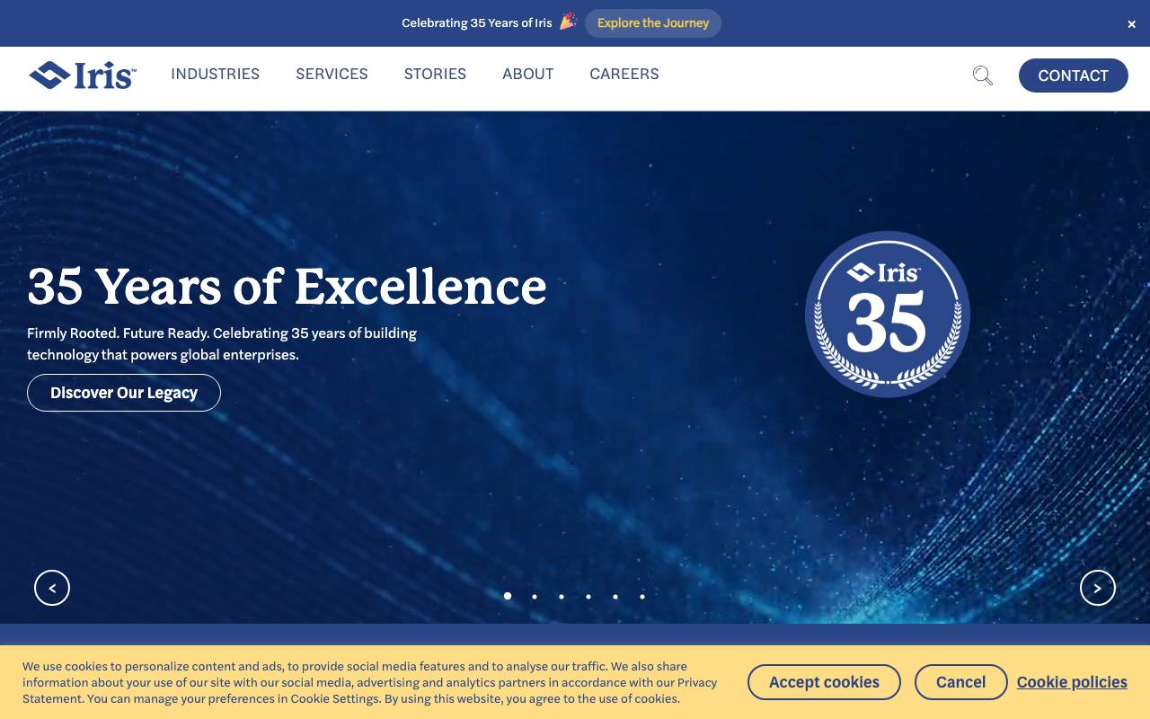 Iris Software Industries website — Home — captured