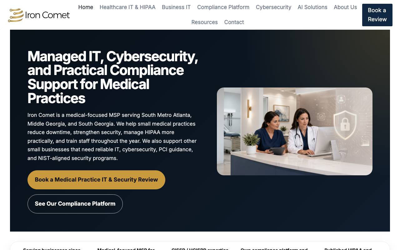 Iron Comet Consulting, Inc. website — Home — captured