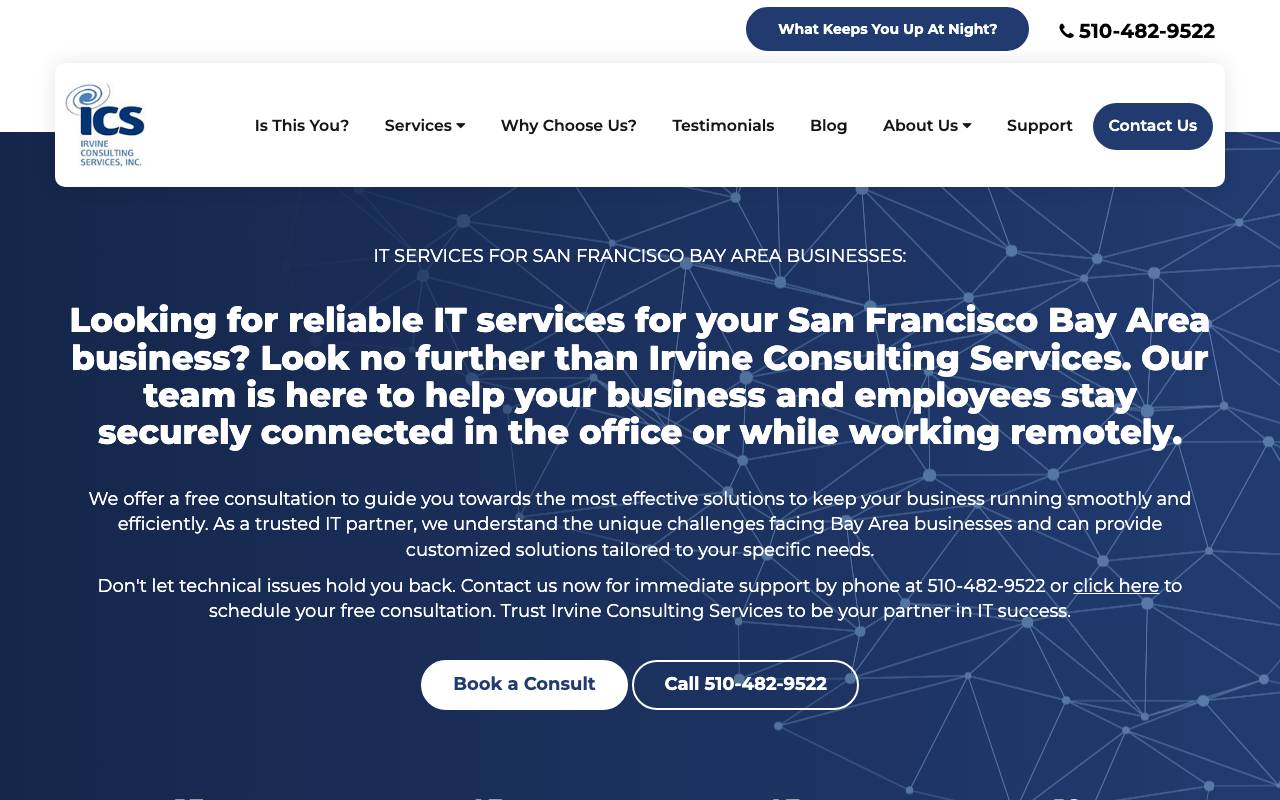 Irvine Consulting Services website — Home — captured