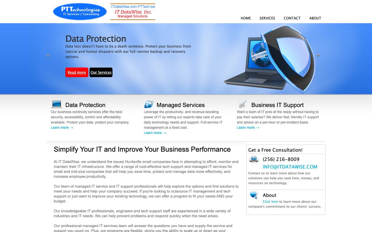 IT DataWise, Inc. website — Home — captured