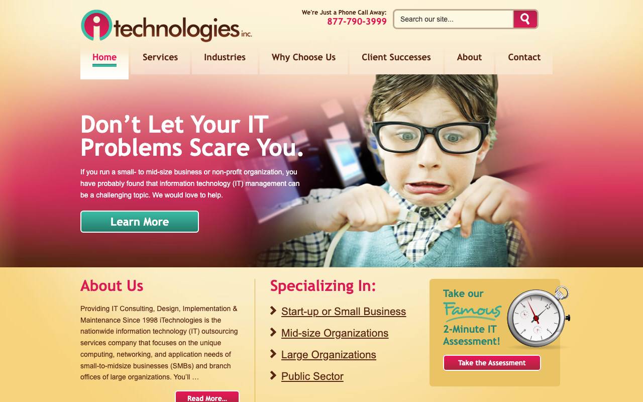 iTechnologies Inc. website — Home — captured