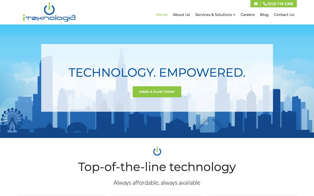 iTeknologia, Inc. website — Home — captured