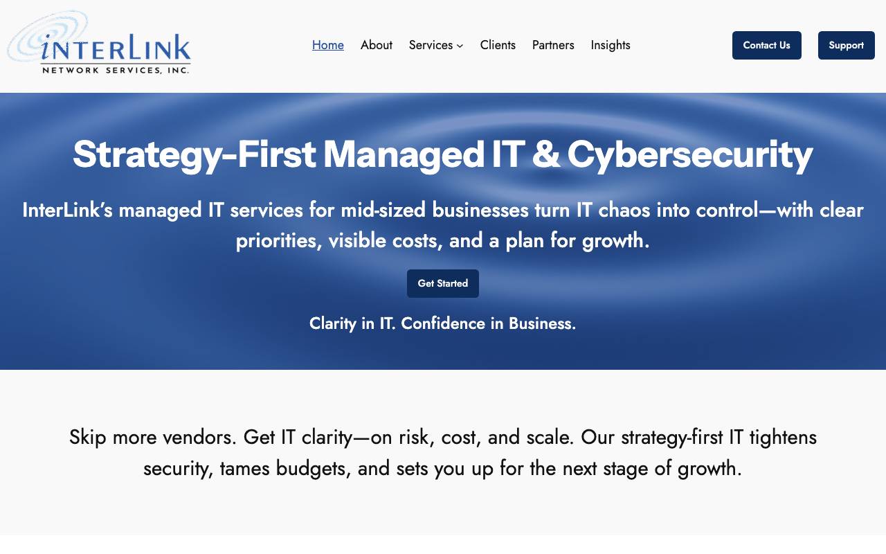 InterLink Network Services website — Home — captured