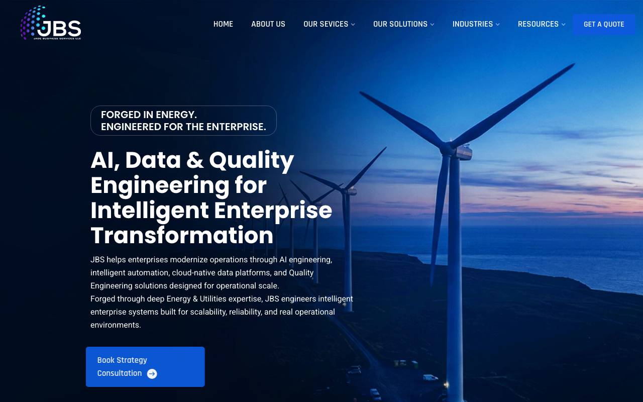 Jade Business Services (JBS) website — Home — captured