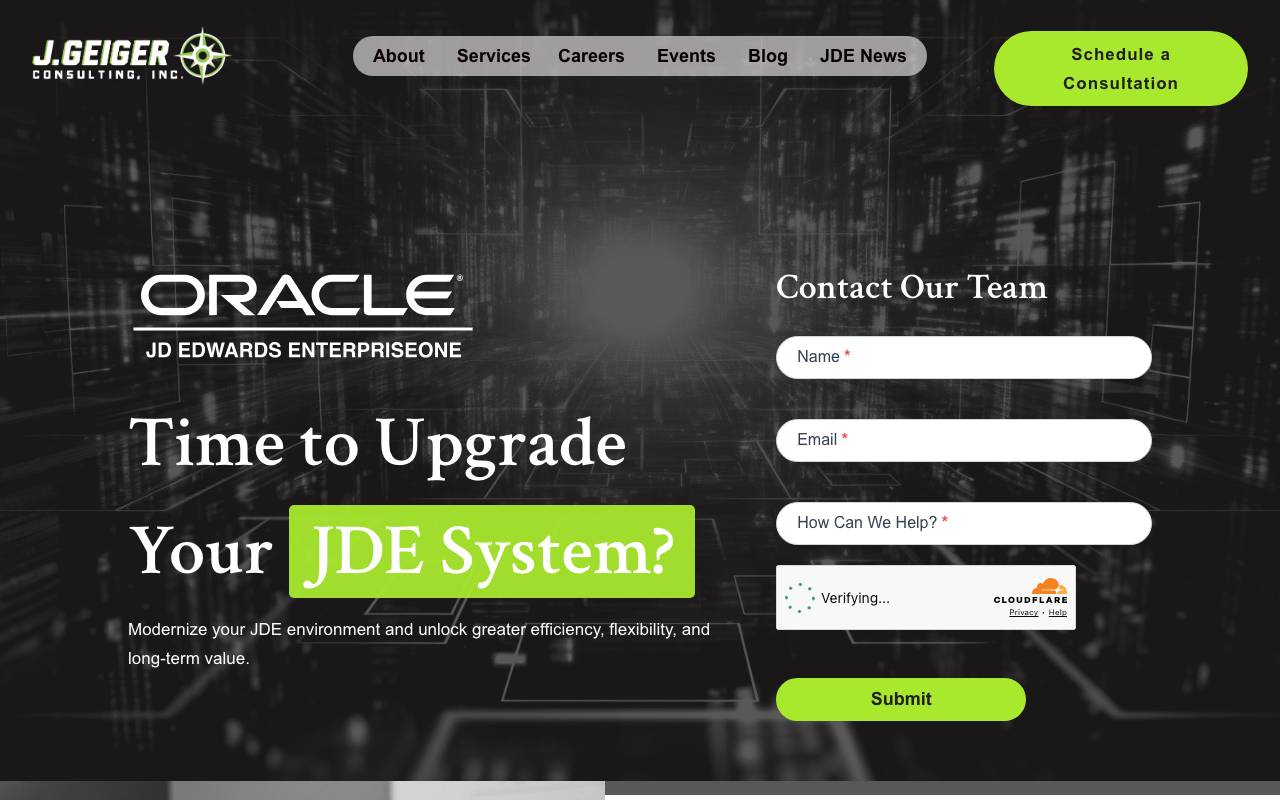 J. Geiger Consulting, Inc. website — Home — captured
