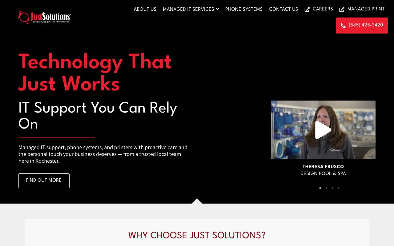 Just Solutions, Inc. website — Home — captured