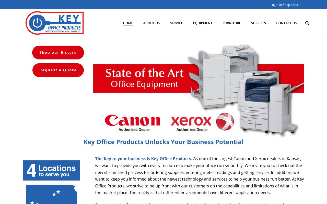 Key Office Products, Inc. website — Home — captured