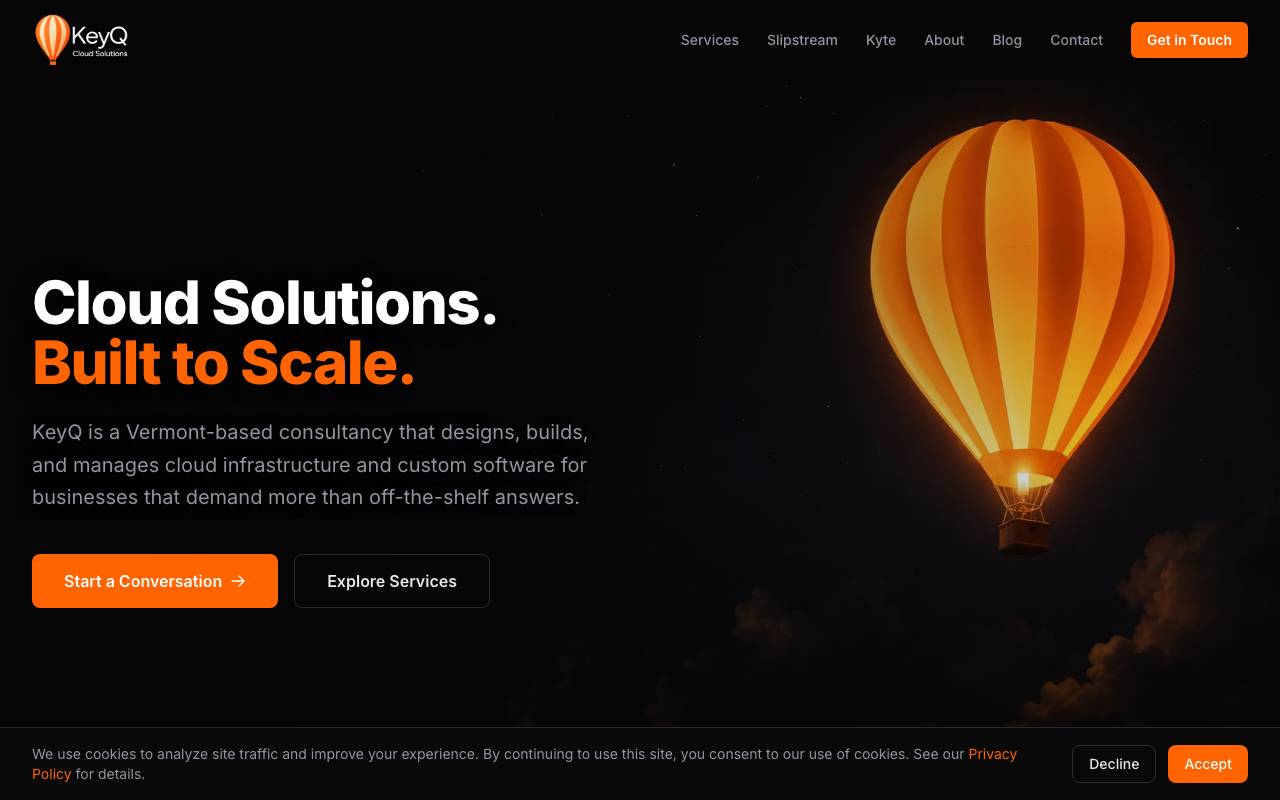 KeyQ, Inc. website — Home — captured