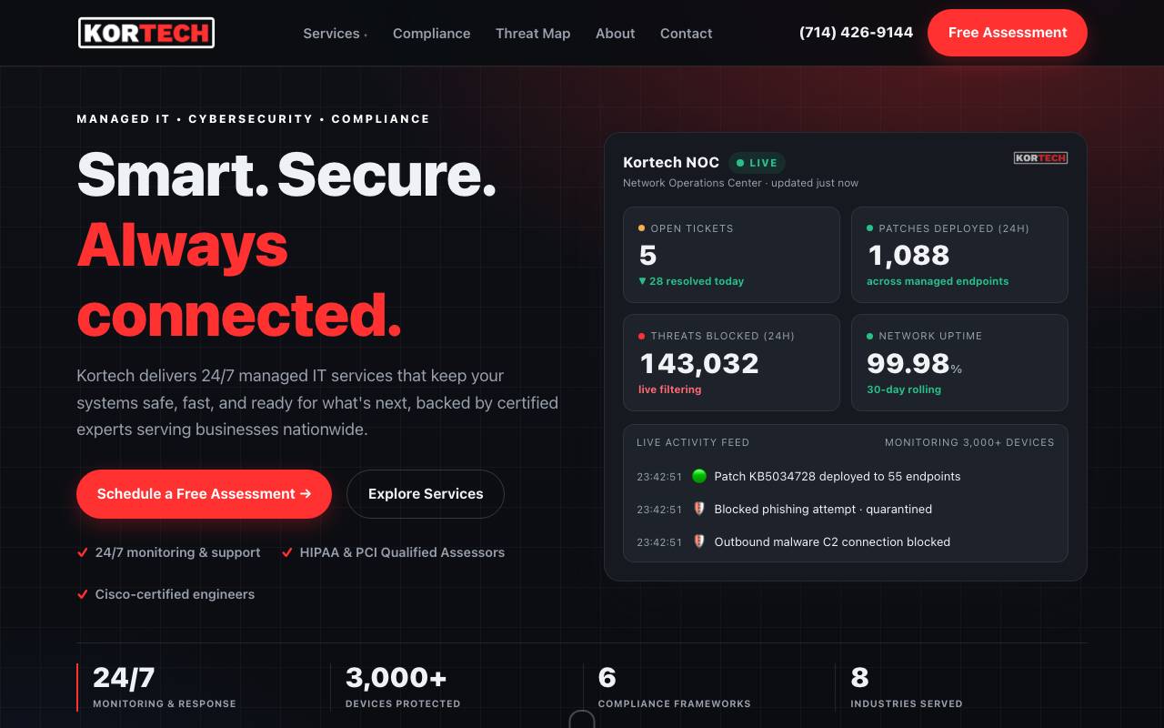 Kortech website — Home — captured