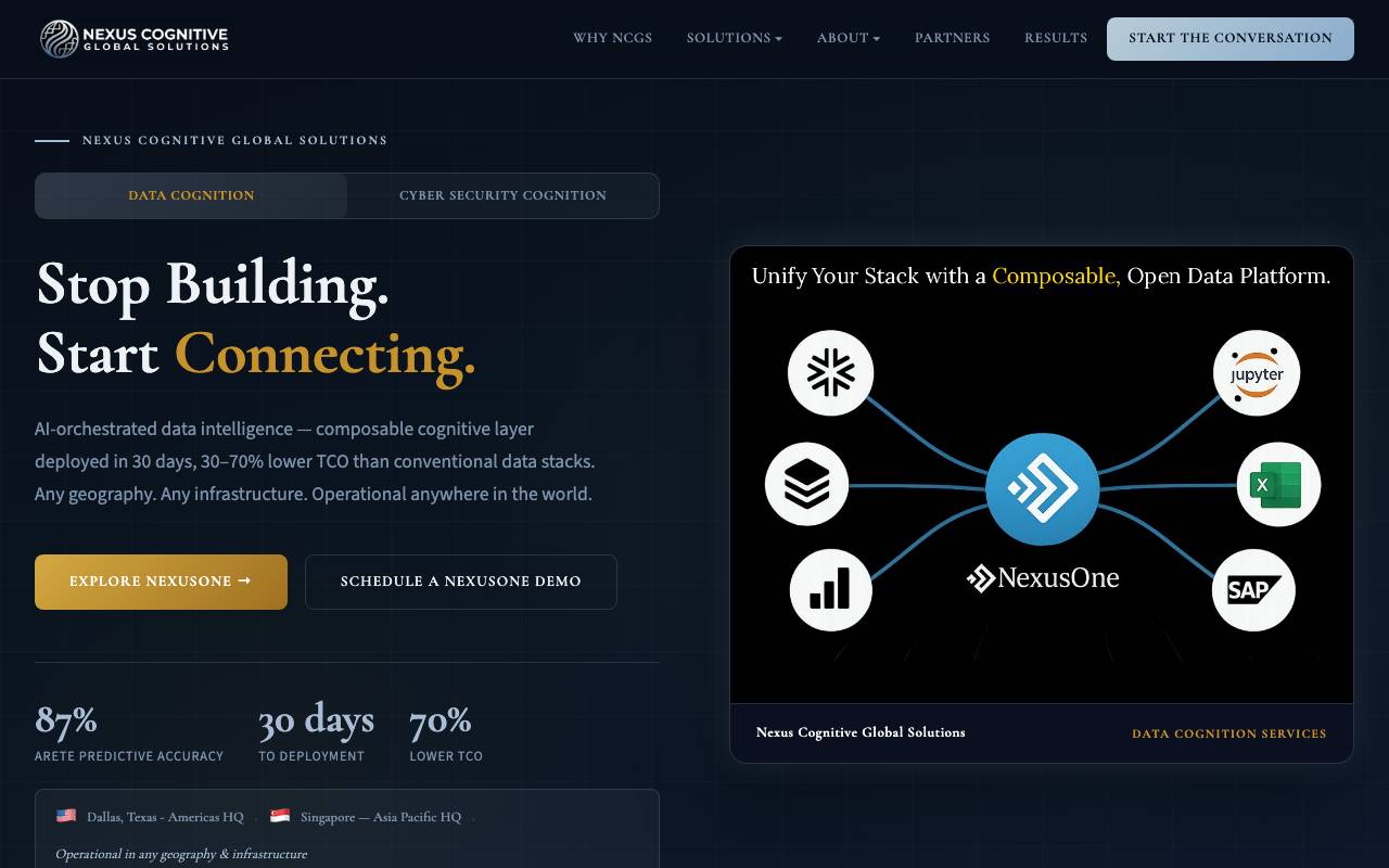 Nexus Cognitive Global Solutions website — Home — captured