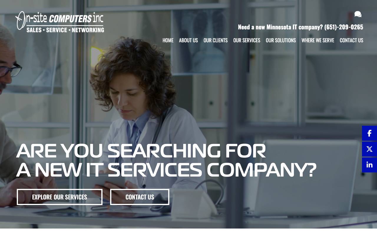 On-Site Computers website — Home — captured