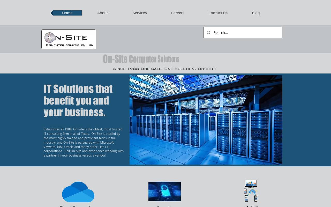 On-Site Computer Solutions, Inc. website — Home — captured