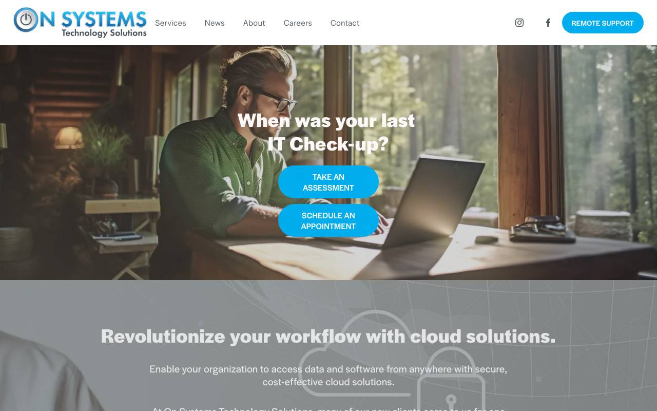 On Systems Technology Solutions website — Home — captured
