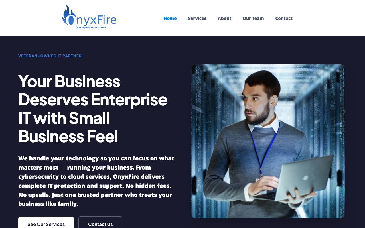 OnyxFire, Inc. website — Home — captured
