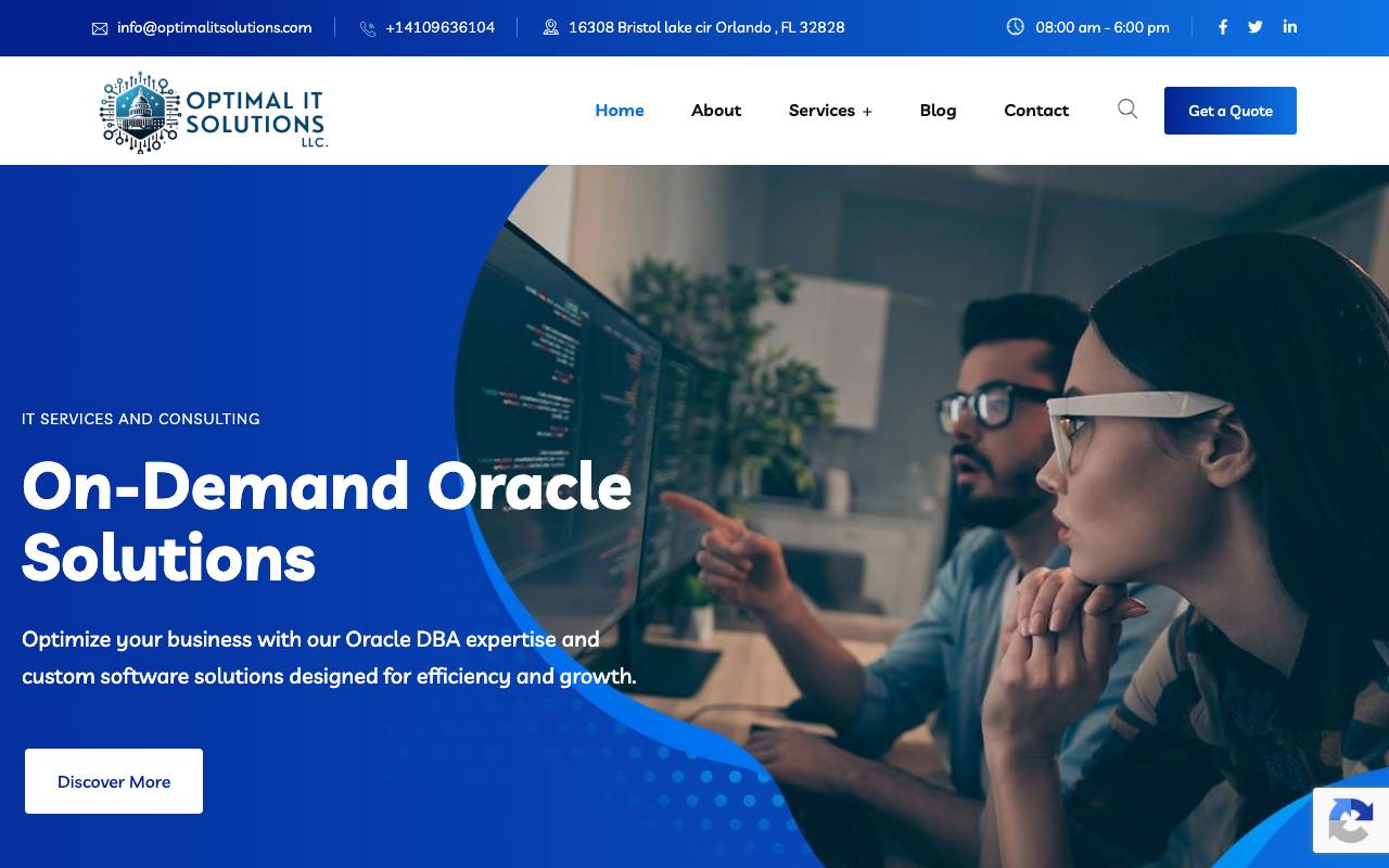 Optimal IT Solutions website — Home — captured