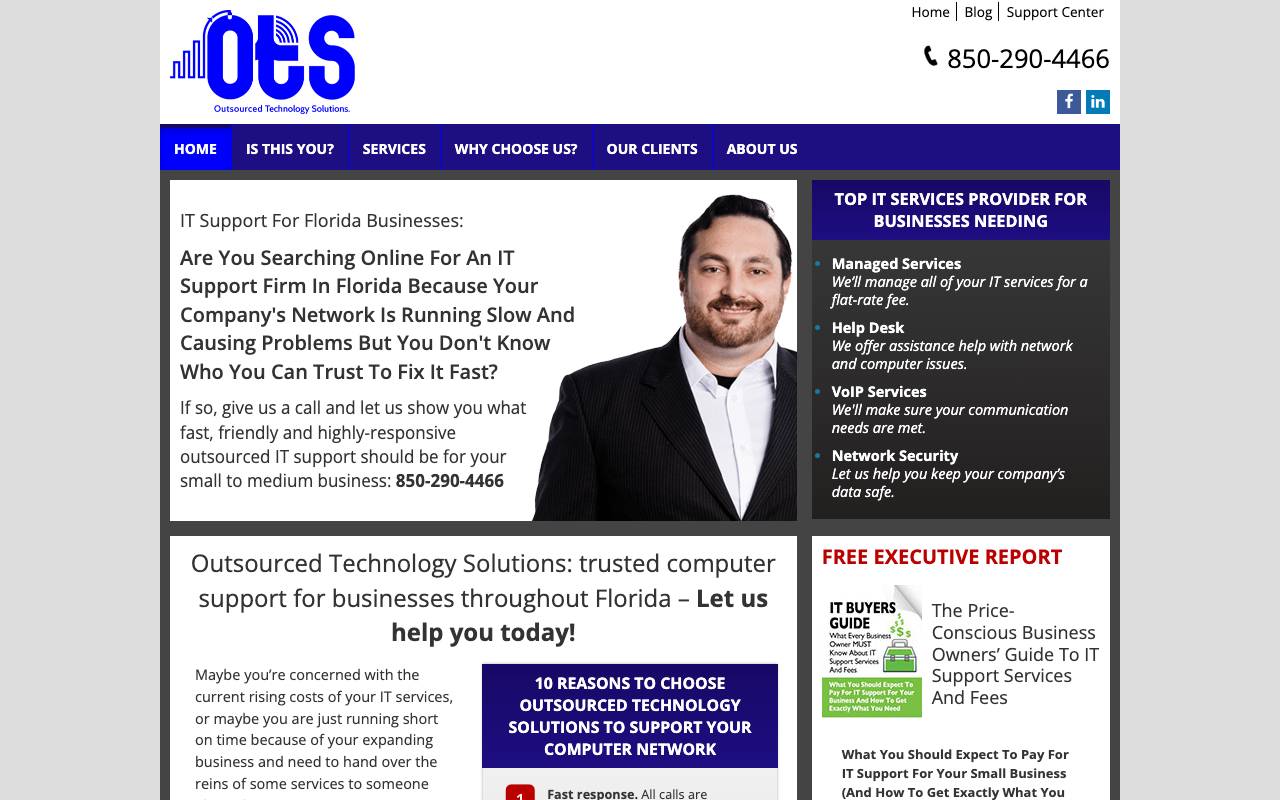 Outsourced Technology Solutions website — Home — captured
