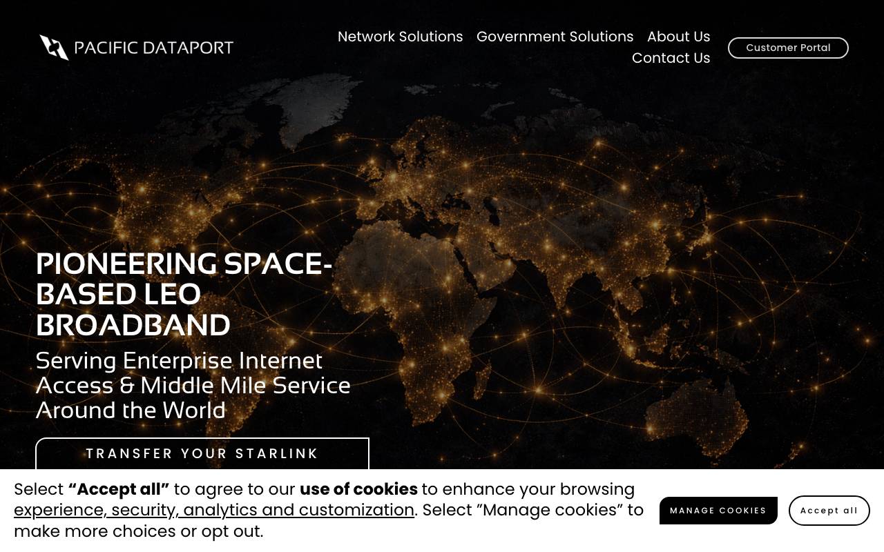 Pacific Dataport, Inc. website — Home — captured